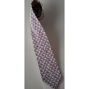 Brandini Le Collezioni Neckwear Tie Red Blue  Geometric Weave Silk USA JBHS